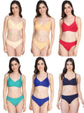 Non Padded Bra Panty Set (Pack Of 6)