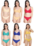 Non Padded Bra Panty Set (Pack Of 6)