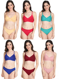 Non Padded Bra Panty Set (Pack Of 6)
