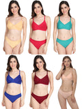 Non Padded Bra Panty Set (Pack Of 6)