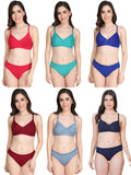 Non Padded Bra Panty Set (Pack Of 6)