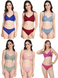 Non Padded Bra Panty Set (Pack Of 6)