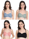 Women Everyday Half Cup Padded Bra (Pack Of 4)