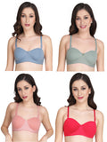 Women Everyday Half Cup Padded Bra (Pack Of 4)