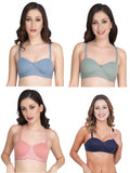 Women Everyday Half Cup Padded Bra (Pack Of 4)