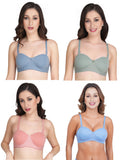 Women Everyday Half Cup Padded Bra (Pack Of 4)