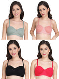 Women Everyday Half Cup Padded Bra (Pack Of 4)