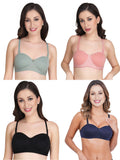 Women Everyday Half Cup Padded Bra (Pack Of 4)