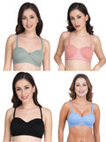 Women Everyday Half Cup Padded Bra (Pack Of 4)