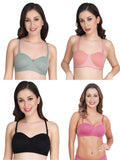Women Everyday Half Cup Padded Bra (Pack Of 4)