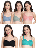 Women Everyday Half Cup Padded Bra (Pack Of 5)