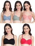 Women Everyday Half Cup Padded Bra (Pack Of 5)