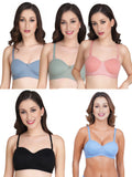 Women Everyday Half Cup Padded Bra (Pack Of 5)