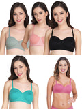 Women Everyday Half Cup Padded Bra (Pack Of 5)