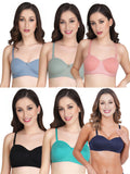 Women Everyday Half Cup Padded Bra (Pack Of 6)