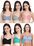 Women Everyday Half Cup Padded Bra (Pack Of 6)