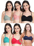 Women Everyday Half Cup Padded Bra (Pack Of 6)