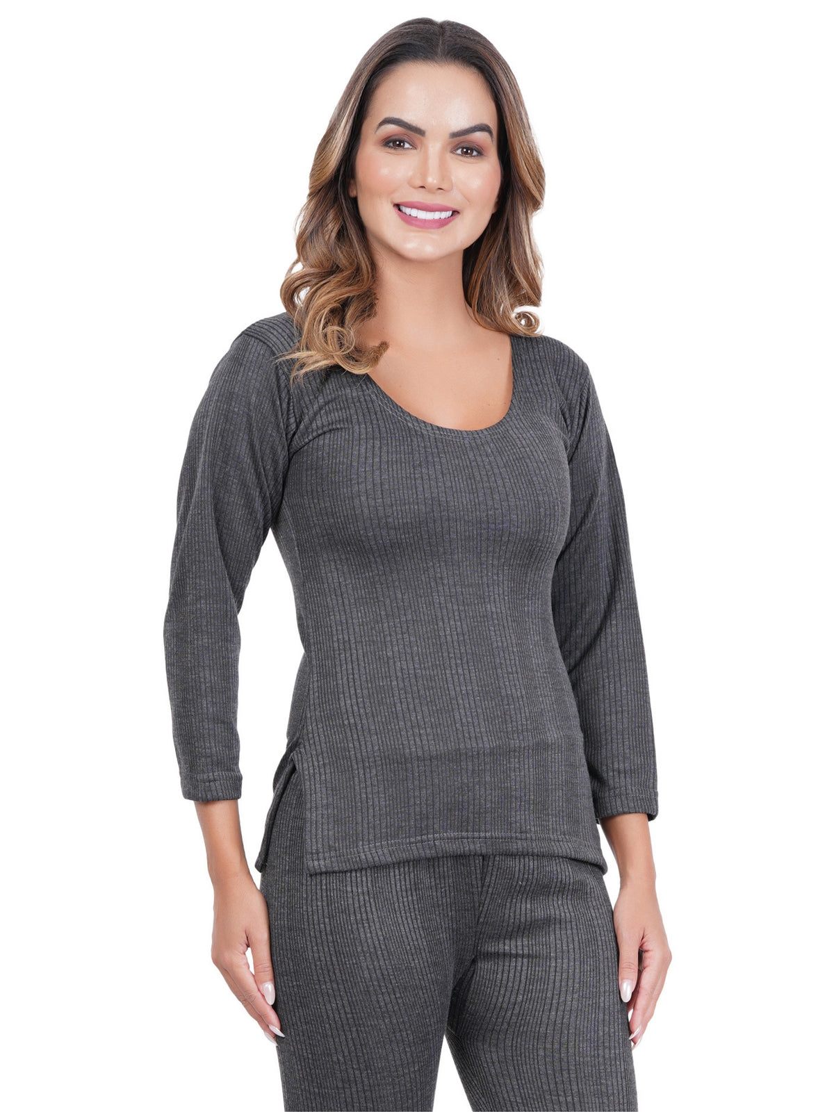 Liigne Women's Cotton Blend Thermal 3/4th Sleeves Top