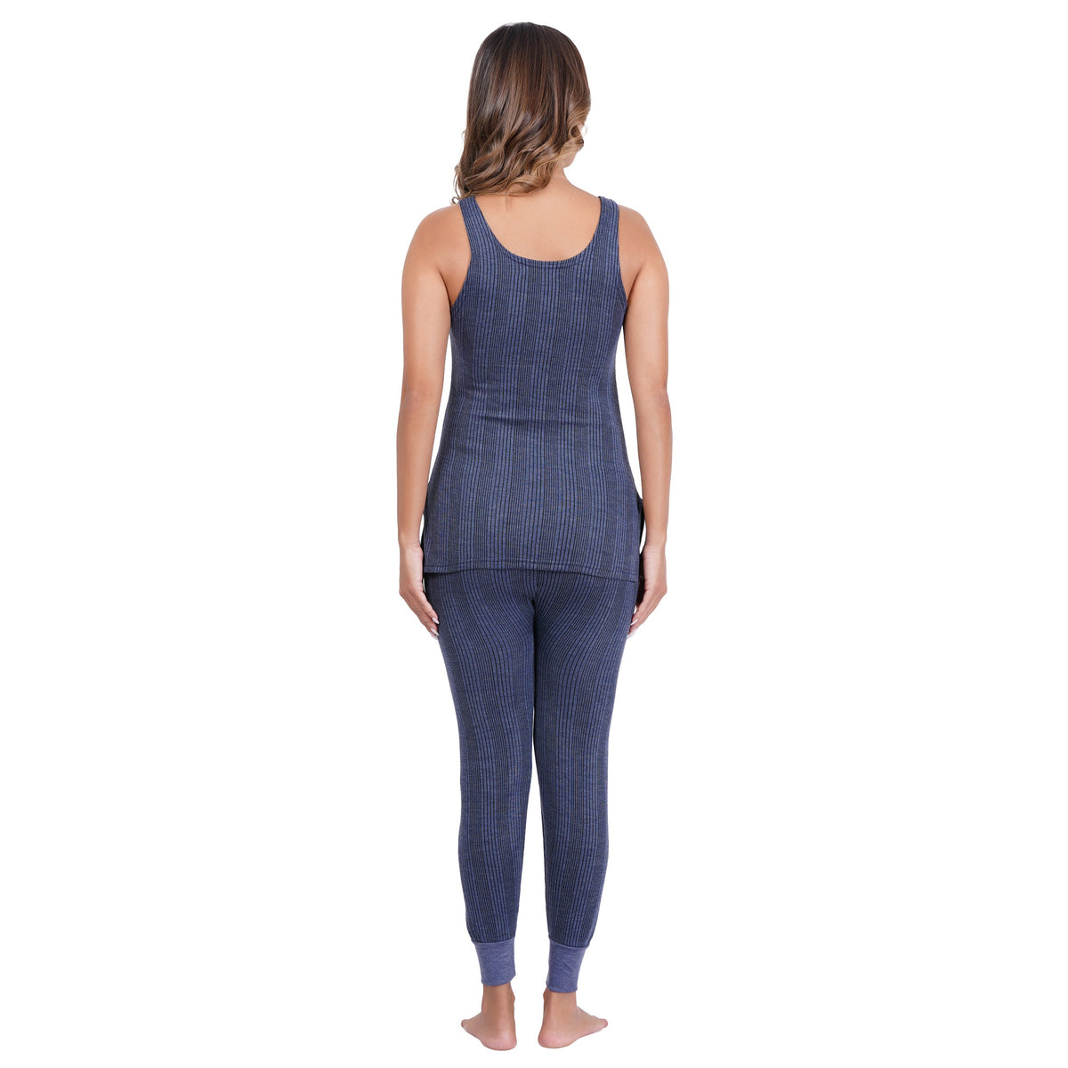 Women's Cotton Blend Sleeveless Top and Bottom Thermal Set