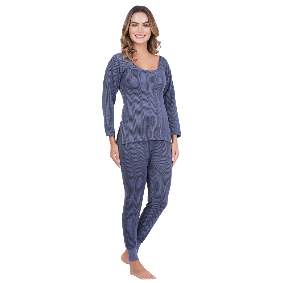 Women's Cotton Blend 3/4th Sleeves Top and Bottom Thermal Set