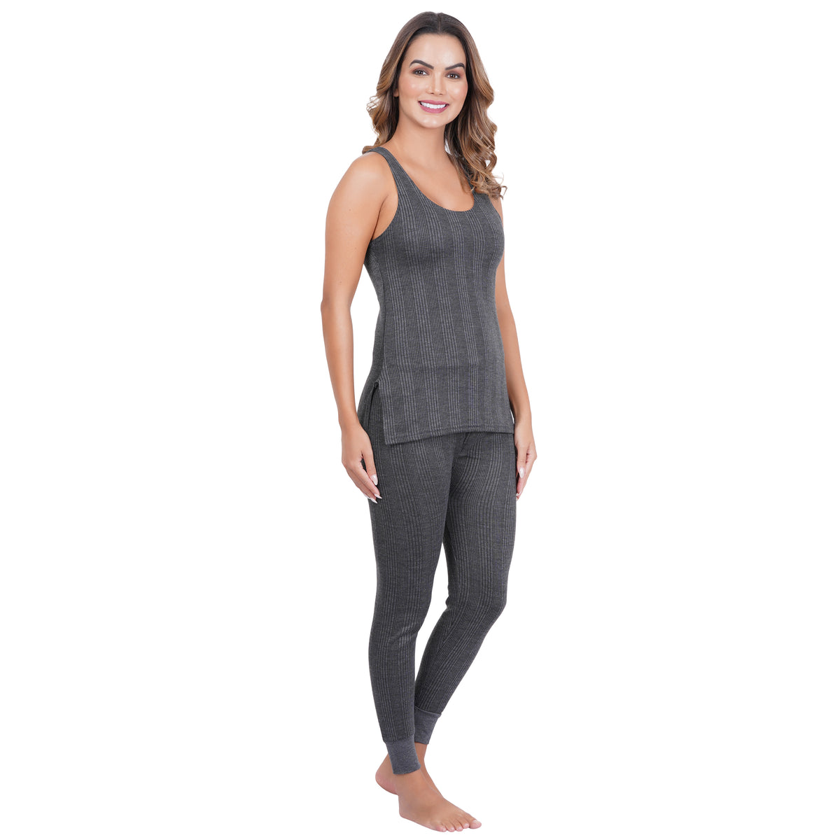 Women's Cotton Blend Sleeveless Top and Bottom Thermal Set