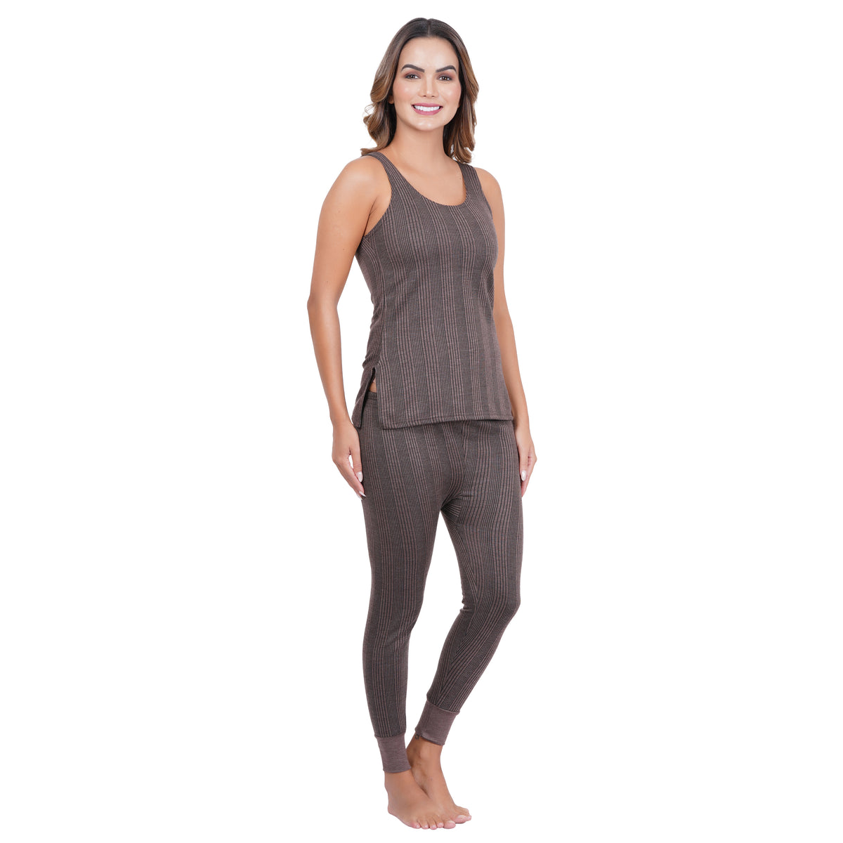 Women's Cotton Blend Sleeveless Top and Bottom Thermal Set