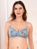 Transparent Strap Printed Padded Bra (Pack Of 1)
