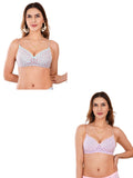Transparent Strap Printed Padded Bra (Pack Of 2)