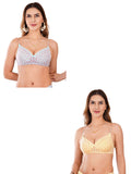 Transparent Strap Printed Padded Bra (Pack Of 2)