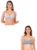 Transparent Strap Printed Padded Bra (Pack Of 2)
