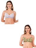 Transparent Strap Printed Padded Bra (Pack Of 2)