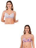 Transparent Strap Printed Padded Bra (Pack Of 2)