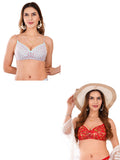 Transparent Strap Printed Padded Bra (Pack Of 2)