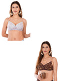 Transparent Strap Printed Padded Bra (Pack Of 2)