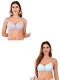 Transparent Strap Printed Padded Bra (Pack Of 2)