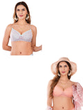 Transparent Strap Printed Padded Bra (Pack Of 2)