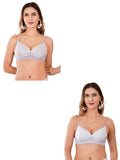 Transparent Strap Printed Padded Bra (Pack Of 2)