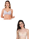 Transparent Strap Printed Padded Bra (Pack Of 2)
