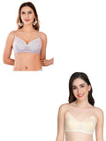 Transparent Strap Printed Padded Bra (Pack Of 2)