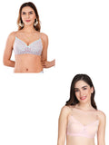 Transparent Strap Printed Padded Bra (Pack Of 2)