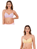 Transparent Strap Printed Padded Bra (Pack Of 2)