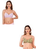 Transparent Strap Printed Padded Bra (Pack Of 2)