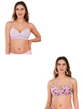 Transparent Strap Printed Padded Bra (Pack Of 2)