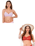 Transparent Strap Printed Padded Bra (Pack Of 2)