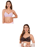 Transparent Strap Printed Padded Bra (Pack Of 2)