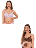 Transparent Strap Printed Padded Bra (Pack Of 2)