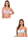 Transparent Strap Printed Padded Bra (Pack Of 2)
