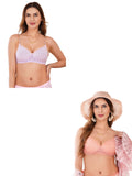 Transparent Strap Printed Padded Bra (Pack Of 2)