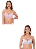 Transparent Strap Printed Padded Bra (Pack Of 2)