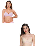 Transparent Strap Printed Padded Bra (Pack Of 2)